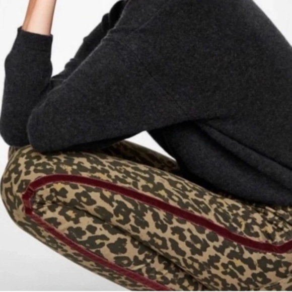 Zara woman high rise leopard animal print red velvet trim skinny jeans 2 - Picture 3 of 12